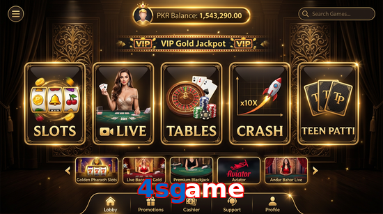 Main screen of 4Sgame casino page for PK players